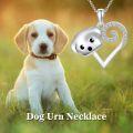 wholesale 925 Sterling Silver Heart and Dog Head Pendant Necklace with Cubic Zirconia-0-1