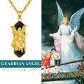 wholesale Gold 925 Sterling Silver Black Onyx Saint Michael Pendant Necklace for Men Women 24 Chain  Idea-0-5
