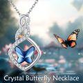 wholesale 925 Sterling Silver Blue Crystal Butterfly Pendant Necklace-0-1