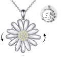 wholesale 925 Sterling Silver Daisy Flower Fidget Spinner Pendant Necklace for Women Girls Gifts 43cm Chain Length-0-0