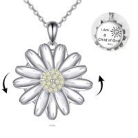 wholesale 925 Sterling Silver Daisy Flower Fidget Spinner Pendant Necklace for Women Girls Gifts 43cm Chain Length-Daisy