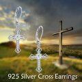 wholesale 925 Sterling Silver Cross CZ Leverback Drop Earrings-0-1