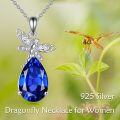 wholesale 925 Sterling Silver Blue Crystal Dragonfly Pendant Necklace s for Women-0-5