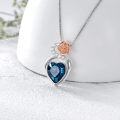 wholesale TOUPOP Healing Crystal Necklace With Rose Flower Wrapped Sterling Silver Rose Flower Pendant Necklace Christmas Birthdat Valentines Mothers Day Jewelry For Women Her Wife (rose Necklace With Blue Crystal) -0-3