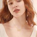wholesale 925 Sterling Silver Plated Gold 18k  Double Circle Interlocking Infinity Pendant Necklace for Women-0-2