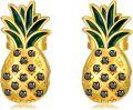 wholesale 925 Sterling Silver Pineapple Stud Earrings with Black Crystal Accents for Women-0-0