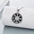 wholesale 925 Sterling Silver Viking Compass Vegvisir Rune Pendant Necklace for Women and Moms-0-2
