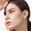 wholesale 925 Sterling Silver Blue Crystal Butterfly & Flower Drop Earrings for Women-0-1