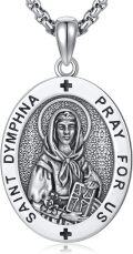 wholesale 925 Sterling Silver &  Saint Dymphna Medal Pendant - Catholic Protection -0-0