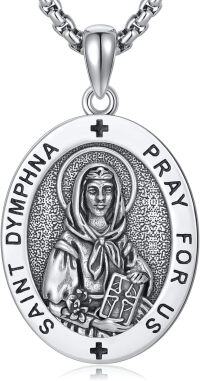 wholesale 925 Sterling Silver &  Saint Dymphna Medal Pendant - Catholic Protection -G-St Dymphna Necklace