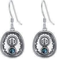 wholesale 925 Sterling Silver Turquoise Concho Style Western Drop Earrings for Women-Cowboy Hat