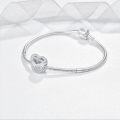 wholesale 925 Sterling Silver Heart Shape Sister Charm Bead with Cubic Zirconia for Bracelet Necklace DIY -0-1