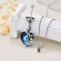 TOUPOP 925 Sterling Silver Crystal Lily Urn Necklace Heart Cremation Jewelry-0-2