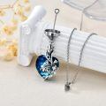 TOUPOP 925 Sterling Silver Crystal Lily Urn Necklace Heart Cremation Jewelry-0-2