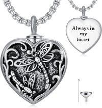 wholesale TOUPOP Dragonfly Urn Necklace For Ashes 925 Sterling Silver Heart Cremation Jewelry For Ashes Heart Dragonfly Keepsake Necklace For Ashes Memorial Gifts For Women Men -undefined