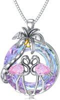wholesale TOUPOP Flamingo Gifts For Women S925 Sterling Silver Flamingo Necklace Pendant With Purple Crystal Flamingo Lovers Jewelry Gifts For Women Girlfriend Birthday Christmas -0-0