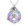 TOUPOP Sterling Silver Purple Crystal Flamingo Necklace Pendant Gift-0-0