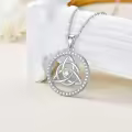TOUPOP Sterling Silver Celtic Knot Pendant Necklace Irish Luck Jewelry Gift-0-3