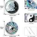 wholesale 925 Sterling Silver Abalone Shell 7 Chakra Yin Yang Lotus Pendant Necklace with Cubic Zirconia Stones and Chain for Women Girls  (Silver)-0-5