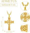 wholesale Gold 925 Sterling Silver Celtic Cross Pendant on Rolo Chain - Irish Knot Protection Jewelry for Men (24) -0-1