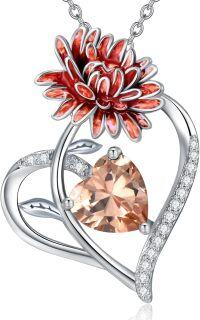 wholesale 925 Sterling Silver Birthstone Flower Necklace for Women-11-Nov-Chrysanthemum