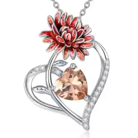 wholesale 925 Sterling Silver Birthstone Flower Necklaces Wholesale for Women-11-Nov-Chrysanthemum