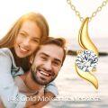 wholesale 14K Gold Round Cut Moissanite 3-Stone Wave Infinity Pendant Necklace for Women-0-3