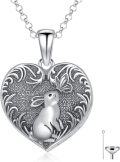 wholesale 925 Sterling Silver Heart-Shaped Bunny & Butterfly Memorial Keepsake Urn Necklace for Ashes - Pet Loss Gift for Women and Men-0-0