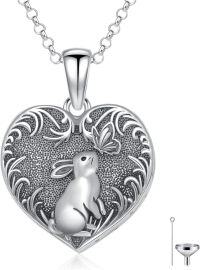 wholesale 925 Sterling Silver Heart-Shaped Bunny & Butterfly Memorial Keepsake Urn Necklace for Ashes - Pet Loss Gift for Women and Men-rabbit
