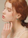 wholesale 925 Sterling Silver Green Crystal Shamrock Drop Earrings for Women-0-1