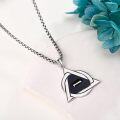 wholesale 925 Sterling Silver Black Obsidian Triangle Pendant Necklace  for Women Men Gothic s-0-3