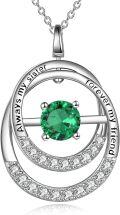 wholesale TOUPOP Sister Gifts From Sister Sterling Silver Double Circle Emerald Pendant Necklace With May Birthstone Jewerly Always My Sister Forever My Friend Birthday Christmas Gifts For Women Friends -0-0