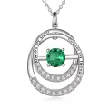 TOUPOP Sterling Silver Emerald Double Circle Pendant Necklace-0-0