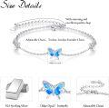 wholesale 925 Sterling Silver Purple Fire Opal Butterfly Charm Bracelet for Women s-0-2