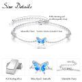 wholesale 925 Sterling Silver Blue Opal Butterfly Charm Bracelet Wholesale With Delicate Chain-0-2