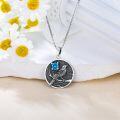 wholesale Silver Synthetic Stone Raven Pendant Crow Round Necklace Gift for Women-0-32