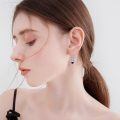 wholesale 925 Sterling Silver Highland Cow Earrings With Black Gem-0-2