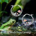 wholesale 925 Sterling Silver Frog Lotus Flower Dangle Drop Earrings for Women Girls  3cm Long-0-2