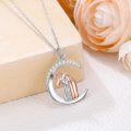 wholesale 925 Sterling Silver Rose Gold Plated Moonstone Horse Head Pendant Necklace for Women Girls -0-1