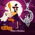 wholesale 925 Sterling Silver Moon Witch Mermaid Pendant Necklace for Women Girls Halloween s-0-1