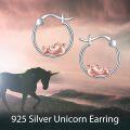 wholesale 925 Sterling Silver Unicorn Hoop Earrings - Adorable Gift for Her-0-4