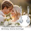 TOUPOP 925 Sterling Silver Infinity Birthstone Heart Dangle Drop Earrings-0-2