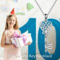 wholesale 925 Sterling Silver Heart-Shaped Key Pendant Necklace for Women's Gifts-0-2