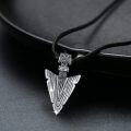 wholesale 925 Sterling Silver 925 Norse Dragon Head Arrowhead Pendant on Black Braided Leather Cord for Men-0-2