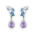 wholesale 925 Sterling Silver Purple Blue Green Teardrop Gemstone Drop Earrings-0-0