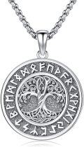 wholesale 925 Sterling Silver Norse Jewelry - Vegv¨ªsir & Tree of Life Compass Pendant with Wolf and Mjolnir Charm -0-0