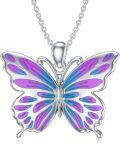 wholesale 925 Sterling Silver Purple & Blue Enamel Butterfly Pendant Necklace for Women-0-0