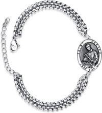 wholesale 925 Sterling Silver Saint Gerard Medal Charm Bracelet with Box Chain for Men Women Boys Girls (Adjustable)-Saint Gerard
