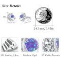 wholesale 925 Sterling Silver Purple Fire Opal Moon & Stars Stud Earrings Celestial s for Women Girls-0-3
