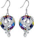 wholesale 925 Sterling Silver Peacock Dangle Drop Earrings w/Multicolor Crystal Stones for Women Girls Mom Daughter Gift-0-0